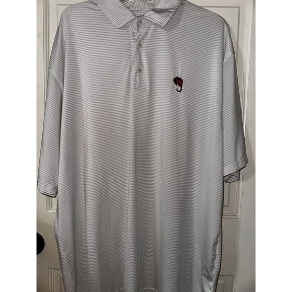 Elephant Head Performance Polo Men’s 2XL White Gray Stripe Alabama Crimson Tide - Picture 1 of 3